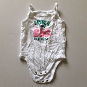 🛍 White Garanimals One Piece W/ Pink, Aqua & Black Lettering 6-9 Months